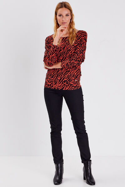 Pull manches longues orange foncé femme