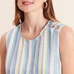 Blouse sans manches col rond bleu femme