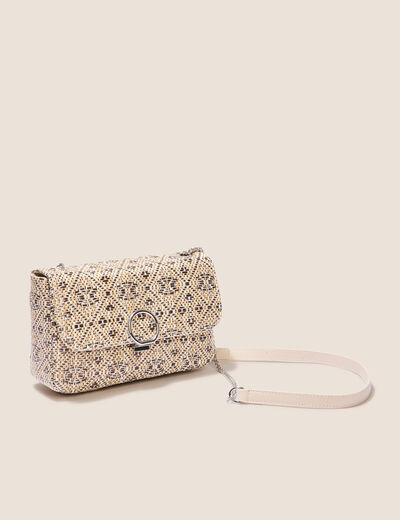 Sac tressé raphia couleur argent femme
