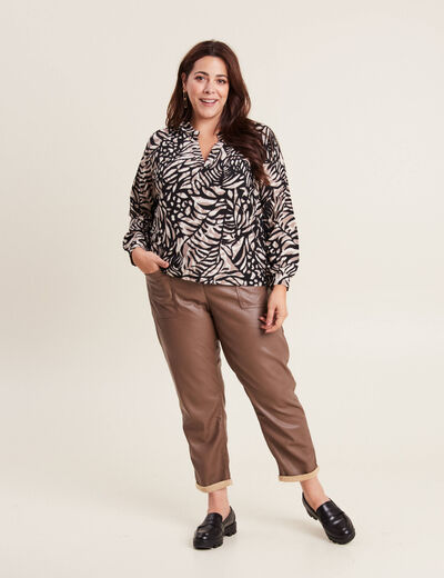 Blouse manches longues marron clair femme