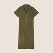 Robe ajustée manches courtes vert olive femme