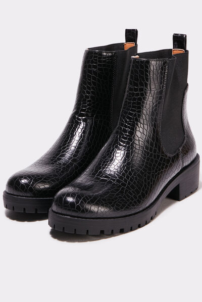 Bottines texturées noir femme