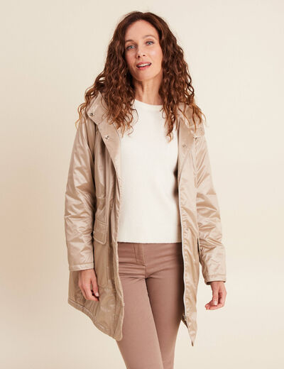 Parka d&eacute;perlante manches longues sable femme