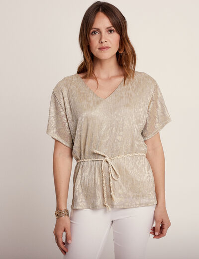 T-shirt manches courtes beige femme