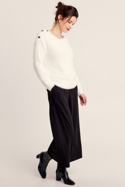 Pull manches longues ecru femme