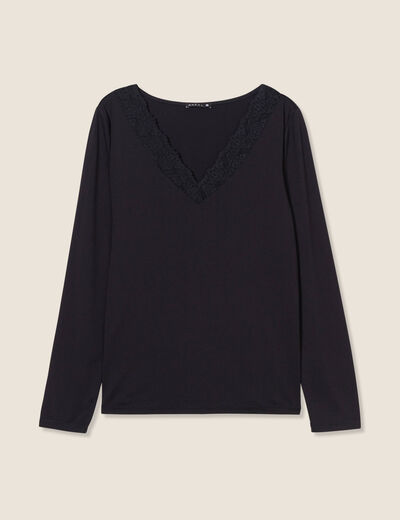 T-shirt thermo-douceur manches longues noir femme