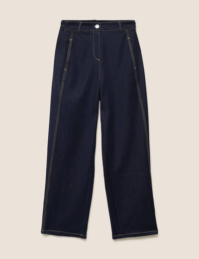 Pantalon coupe barrel denim brut femme