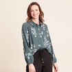 Chemise fluide manches longues vert femme