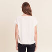 Blouse pliss&eacute;e col rond manches courtes ecru femme