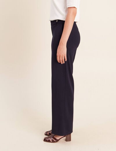 Pantalon taille haute bleu fonc&eacute; femme