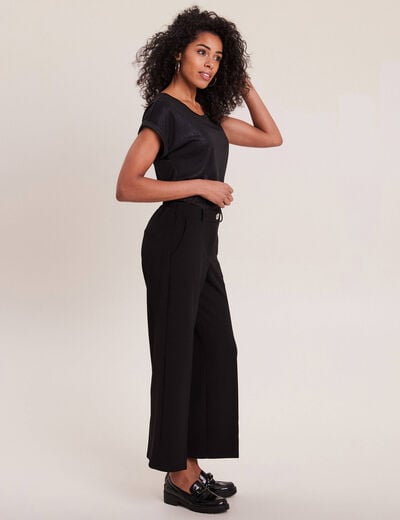 Pantalon coupe large &agrave; pinces noir femme