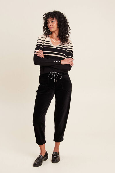 Pull manches longues noir femme