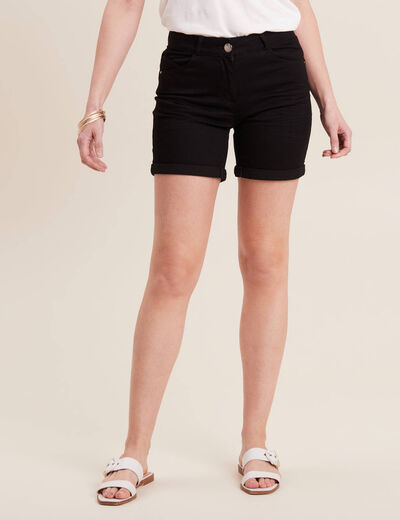 Short droit en jean noir femme