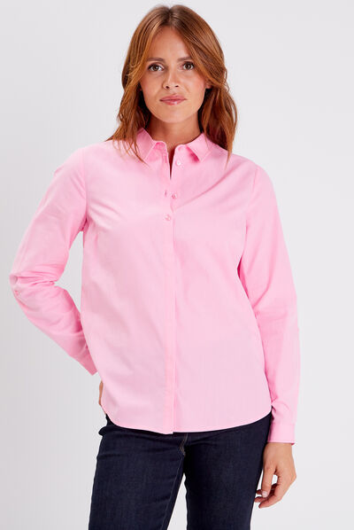 Blouse manches longues rose vif femme