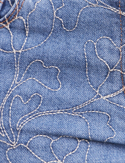 Jean coupe droite 7/8&egrave;me taille bascul&eacute;e denim double stone femme
