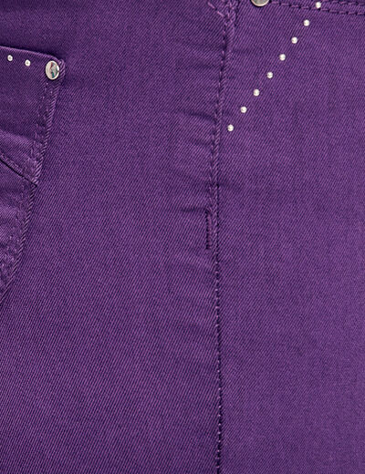 Pantacourt droit taille haute violet foncé femme