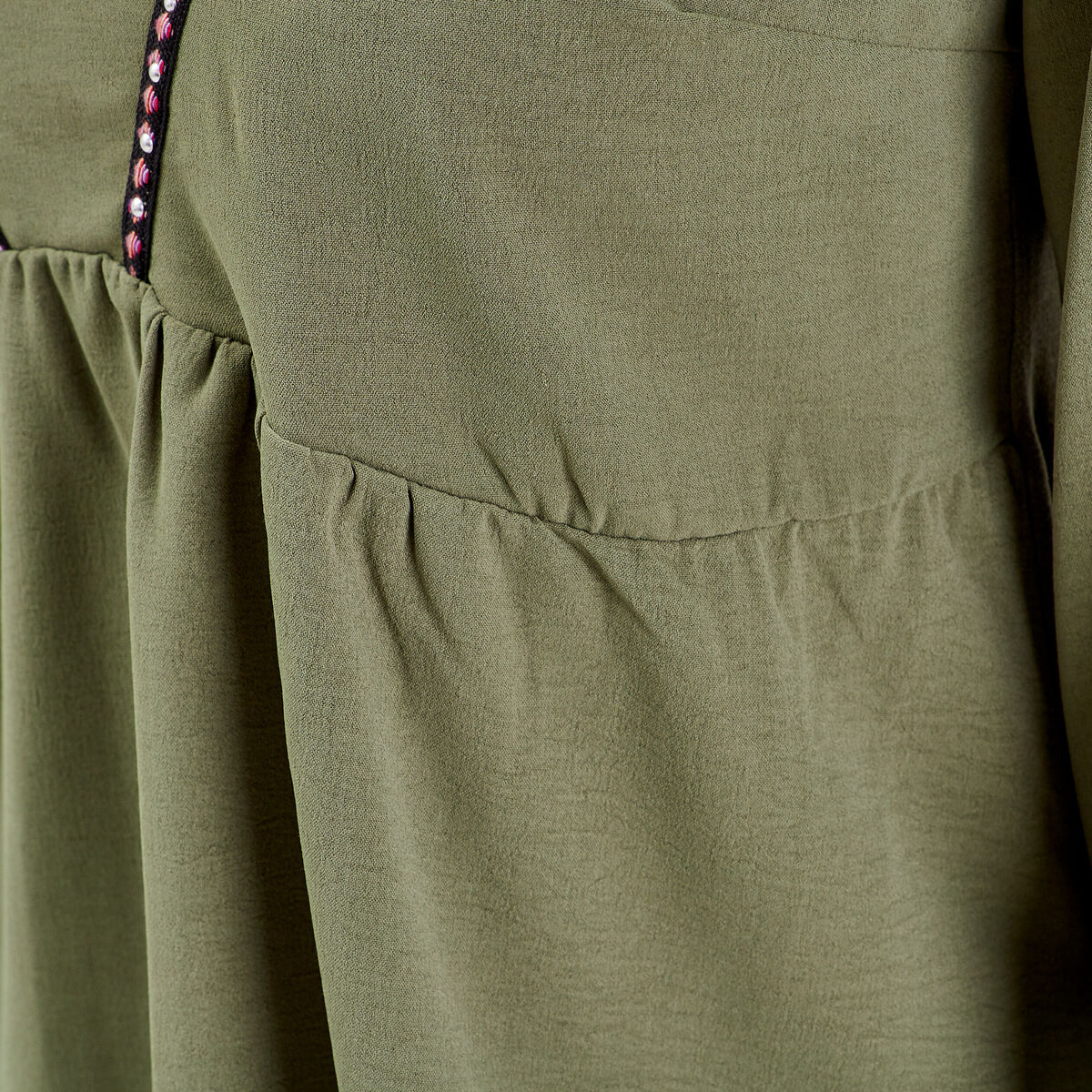 T-shirt manches longues vert kaki femme