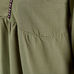 T-shirt manches longues vert kaki femme
