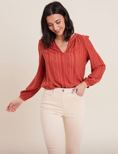 Blouse manches longues vieux rose femme