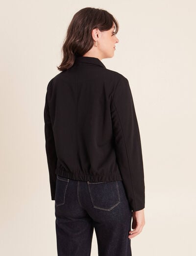 Veste courte droite manches longues noir femme