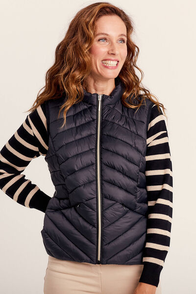 Parka 2-en-1 droite à capuche noir femme
