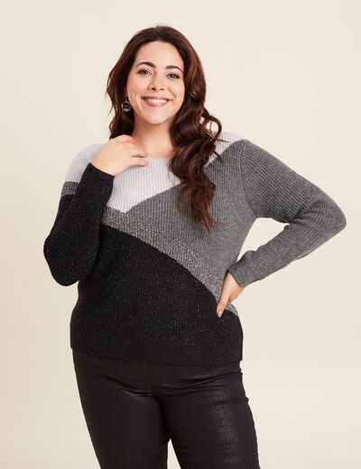Pull manches longues gris foncé femme