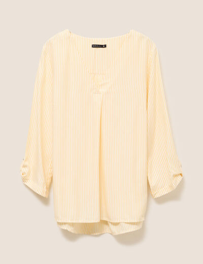 blouse fluide manches 3/4 jaune femme