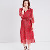 Robe midi droite plissee rouge femme