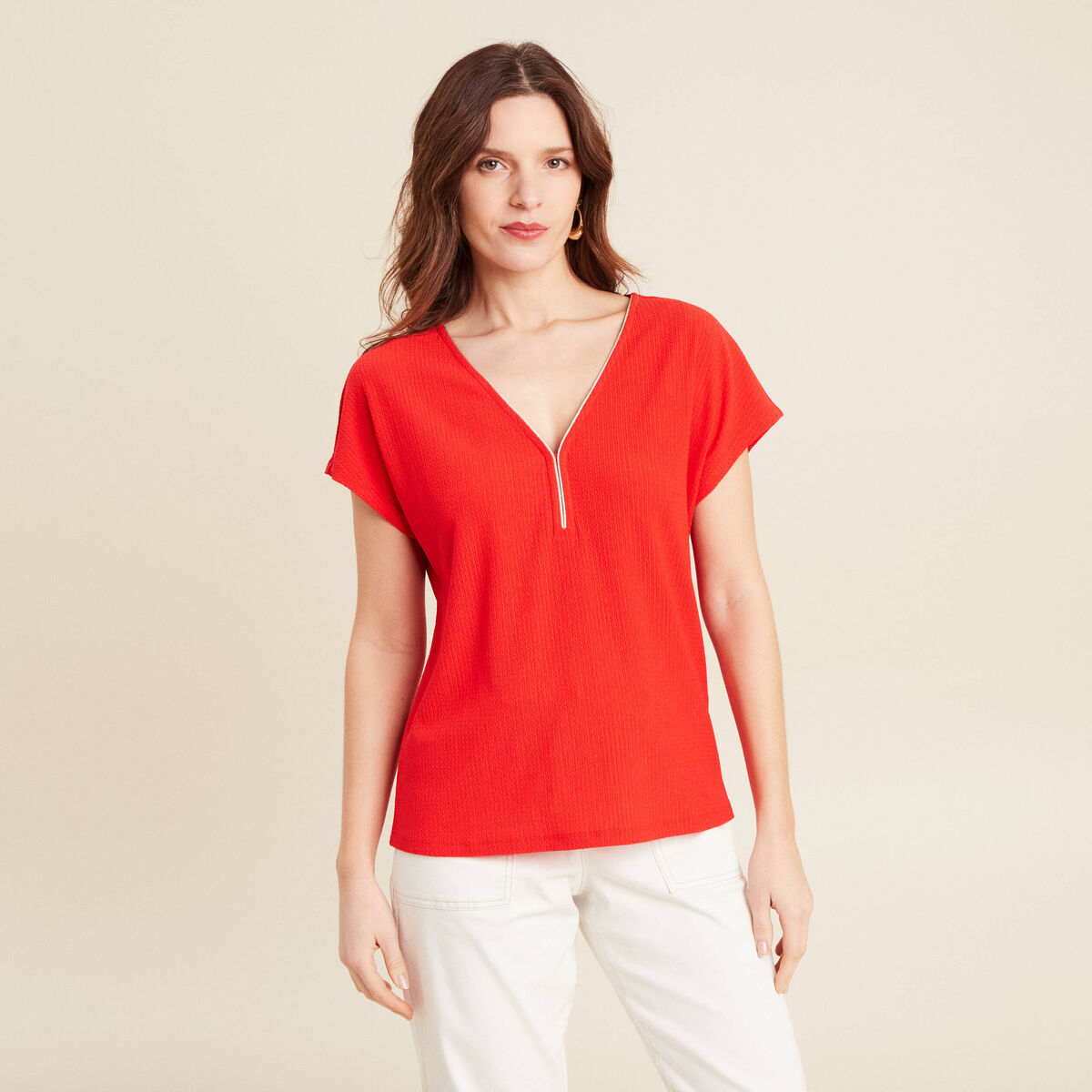 T-shirt manches courtes orange foncé femme