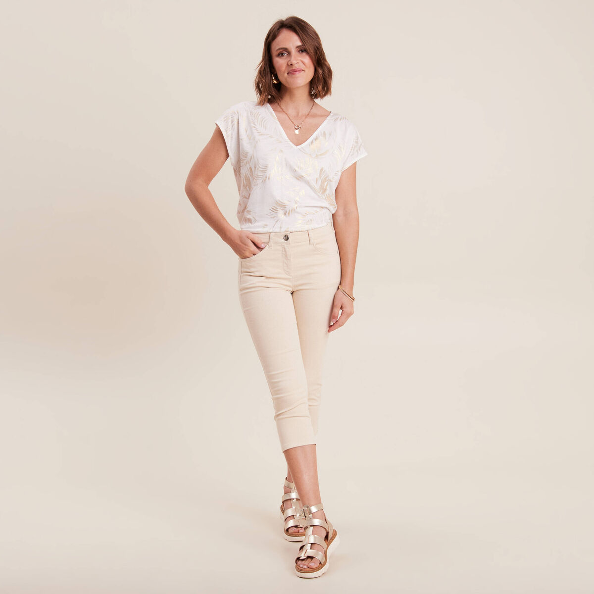 T-shirt manches courtes blanc femme