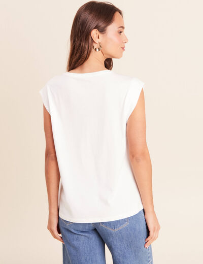 T-shirt sans manches ecru femme