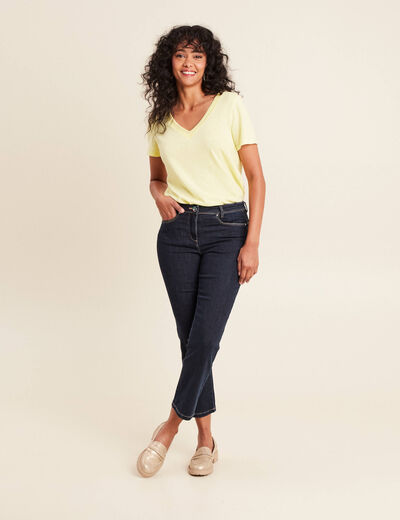 Jean coupe droite 7/8&egrave;me denim brut femme