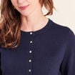 Gilet manches longues col rond bleu marine femme