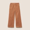Pantalon large velours c&ocirc;tel&eacute; marron femme