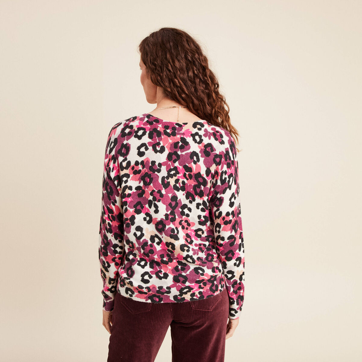 Pull manches longues beige femme