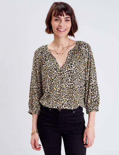 Blouse manches 3/4 beige femme