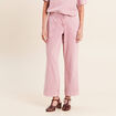 Pantalon large taille haute fluide rose femme