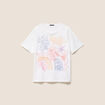 T-shirt col rond manches courtes brod&eacute; blanc femme