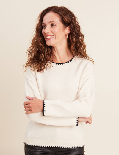 Pull manches longues ecru femme