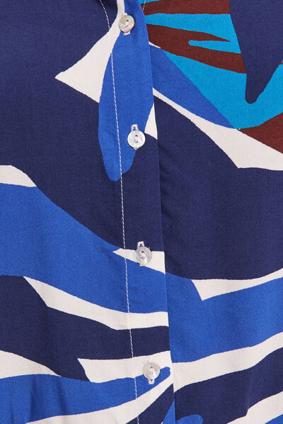 Chemise manches longues bleu femme