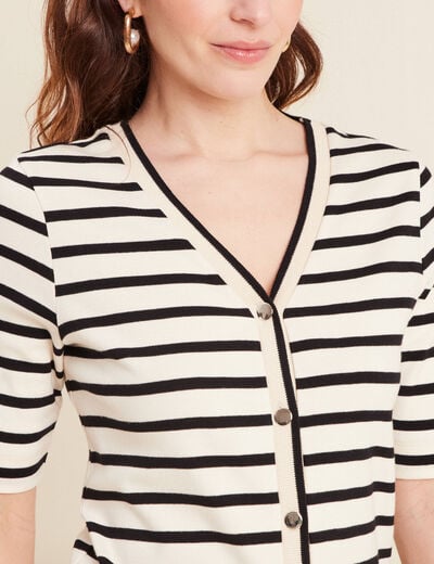 T-shirt col V en coton blanc femme