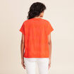 T-shirt col rond manches courtes poches orange fonc&eacute; femme