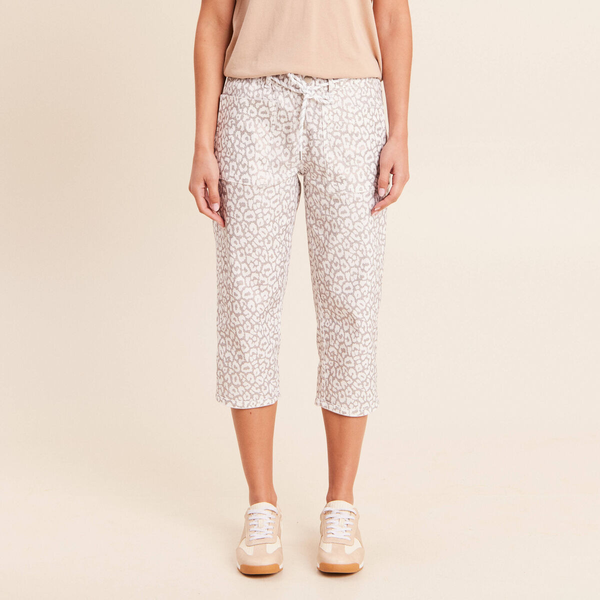 Pantacourt r&eacute;versible boyfriend blanc femme