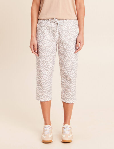 Pantacourt r&eacute;versible boyfriend blanc femme
