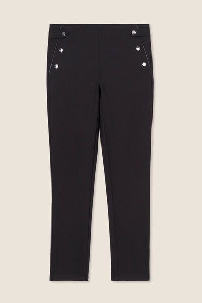 Pantalon tregging taille basculée noir femme