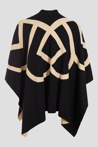 Poncho réversible noir femme