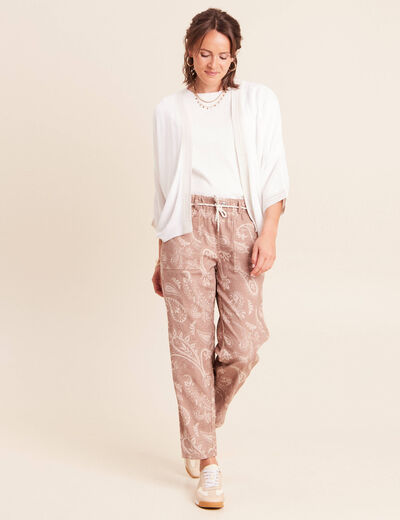 Pantalon droit r&eacute;versible marron femme