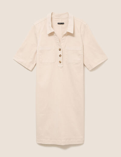 Robe courte en coton ivoire femme