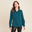 Chemise manches longues bleu canard femme
