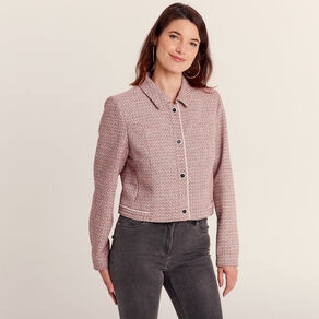 Veste droite boutonnée rose clair femme